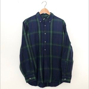 LL Bean Mens Large Plaid Button Up Flannel Shirt